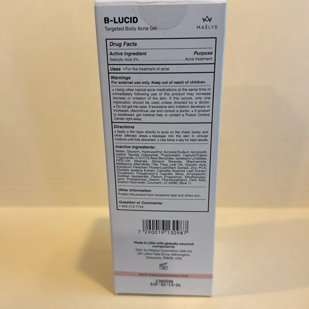 MAELYS B-Lucid Targeted Body Acne Gel 3.38oz NIB Sealed $49 NIB Sealed